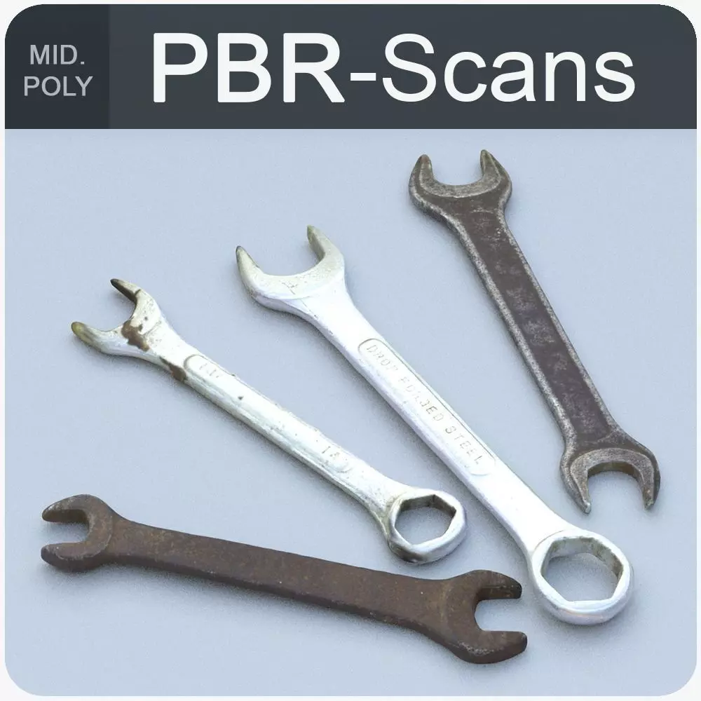 Wrenchs Middle Poly 3D model_0