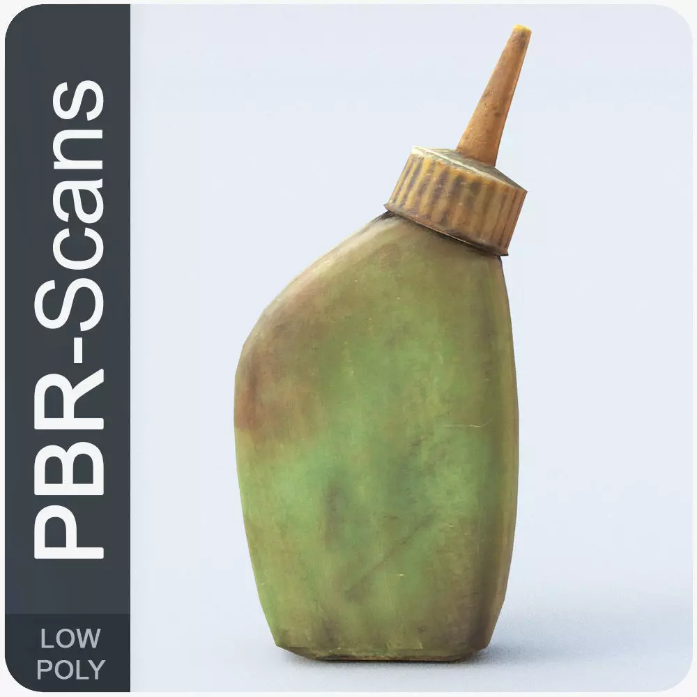 Oiler Low Poly oil bottle Low-poly 3D model_0