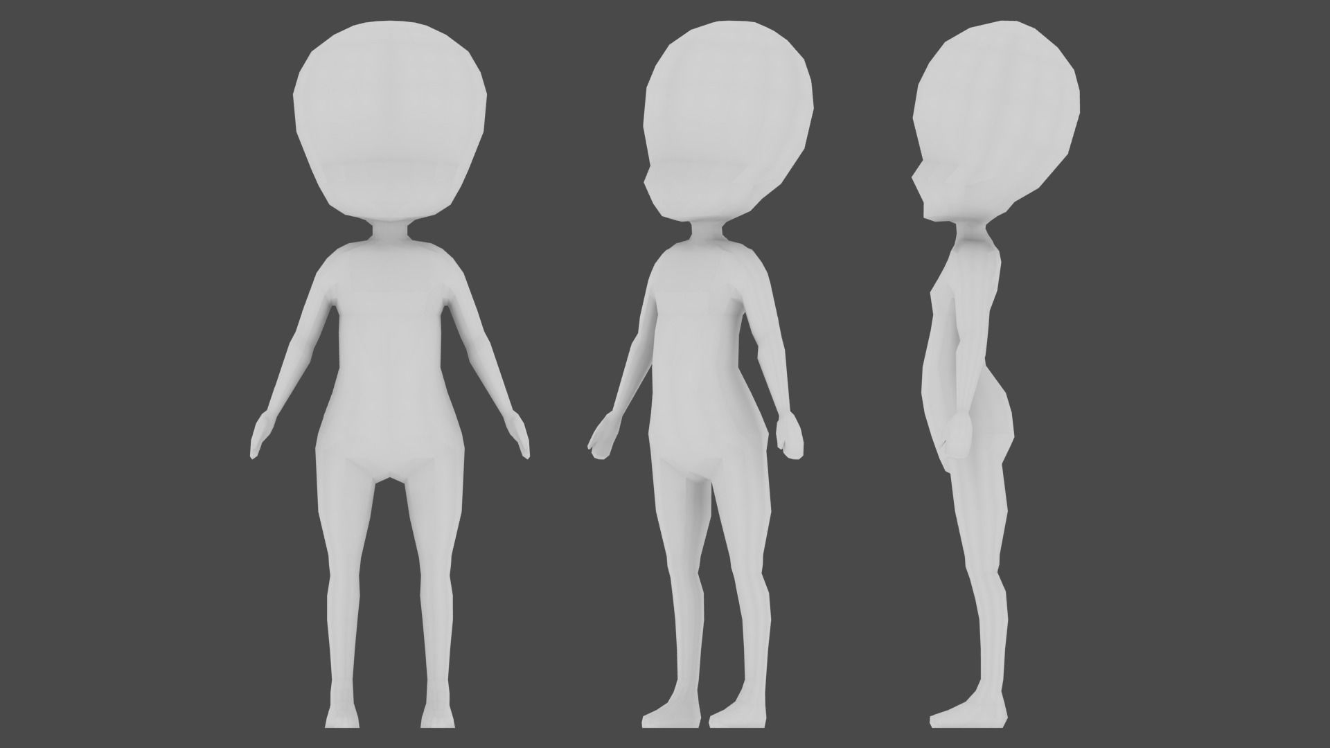 Chibi human figure Low-poly 3D model_4