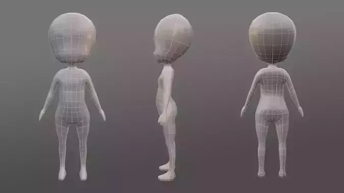 Chibi human figure Low-poly 3D model