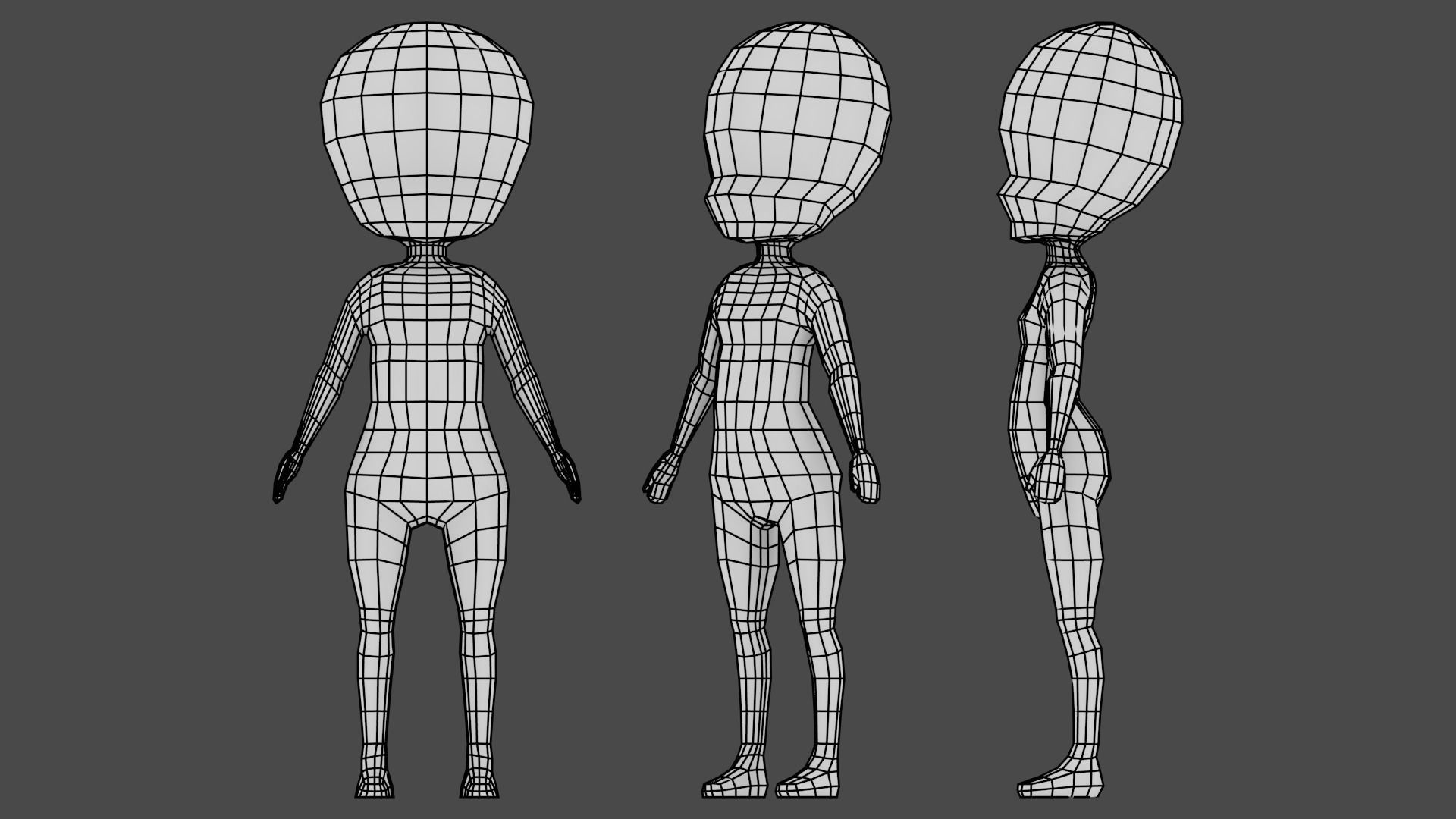 Chibi human figure Low-poly 3D model_3