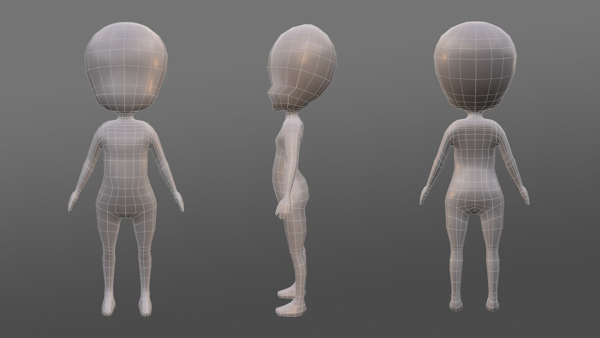 Chibi human figure Low-poly 3D model_6