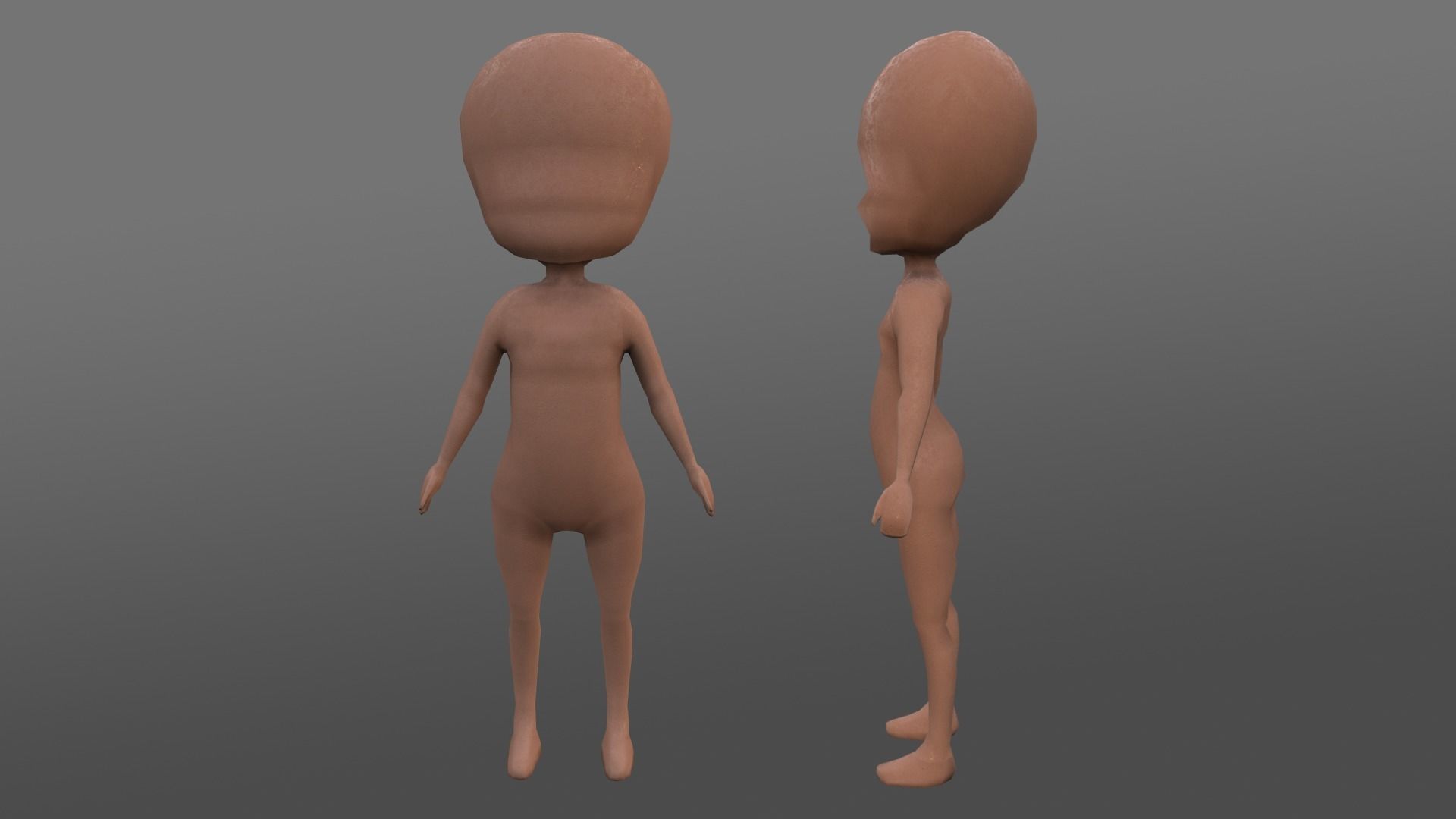 Chibi human figure Low-poly 3D model_7