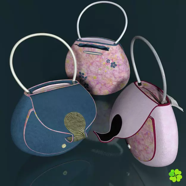 Handbag denim printed rigged low poly Low-poly 3D model_0