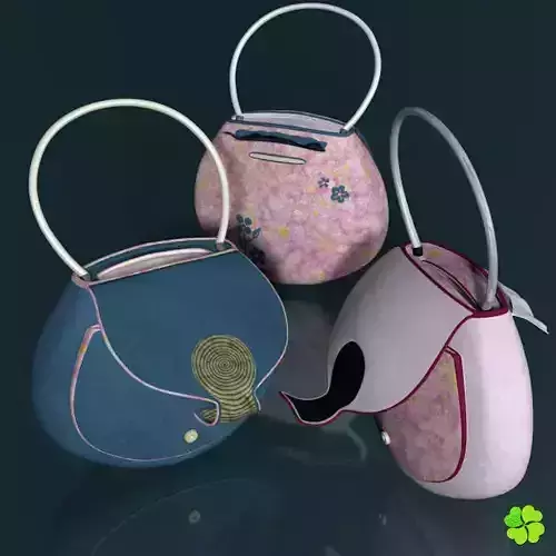 Handbag denim printed rigged low poly Low-poly 3D model