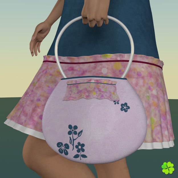 Handbag denim printed rigged low poly Low-poly 3D model_3