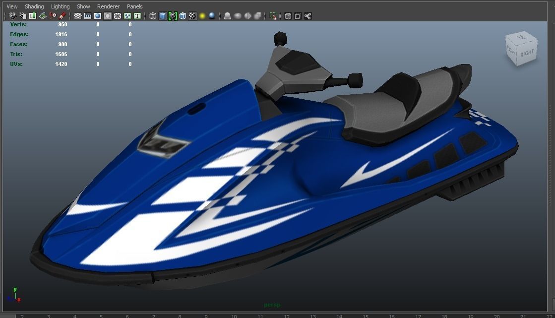 Jetski jet ski Low-poly 3D model_7