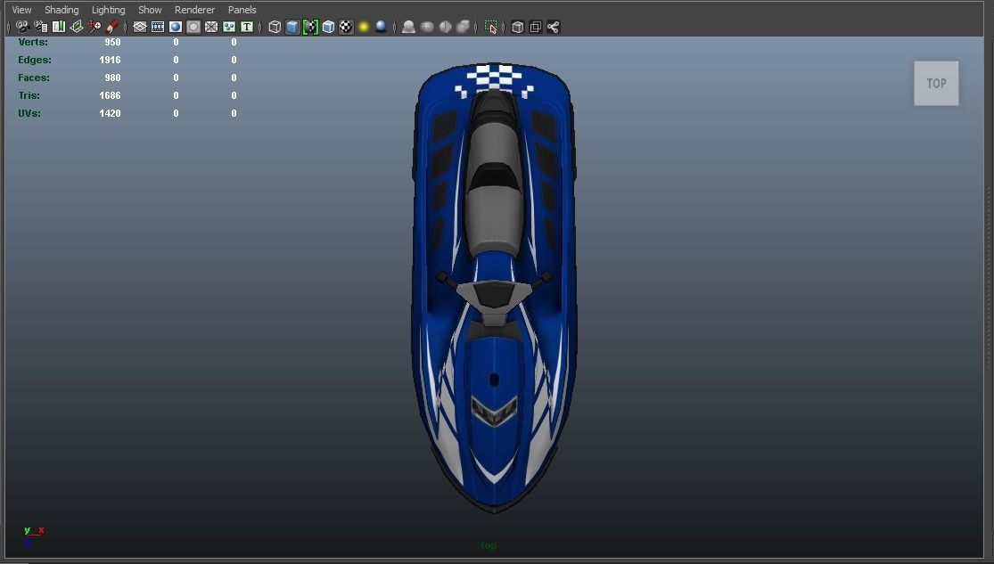 Jetski jet ski Low-poly 3D model_8