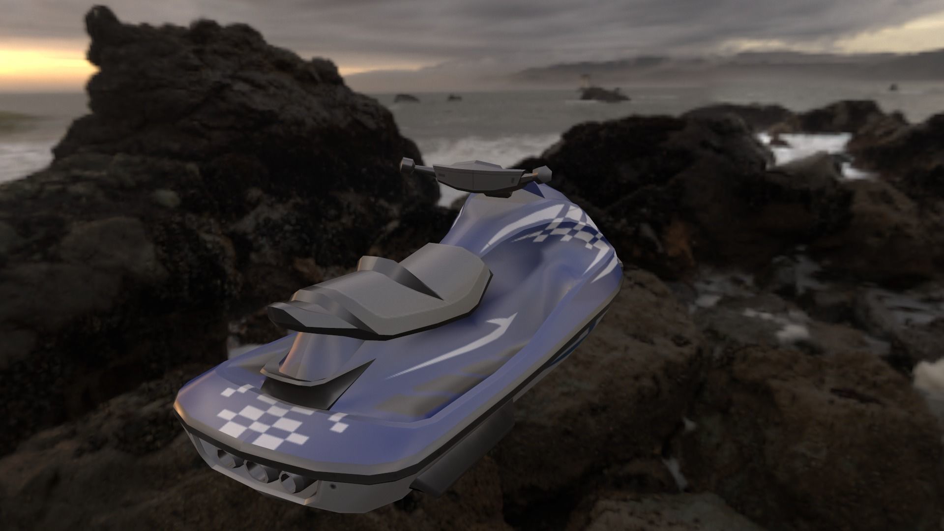 Jetski jet ski Low-poly 3D model_2