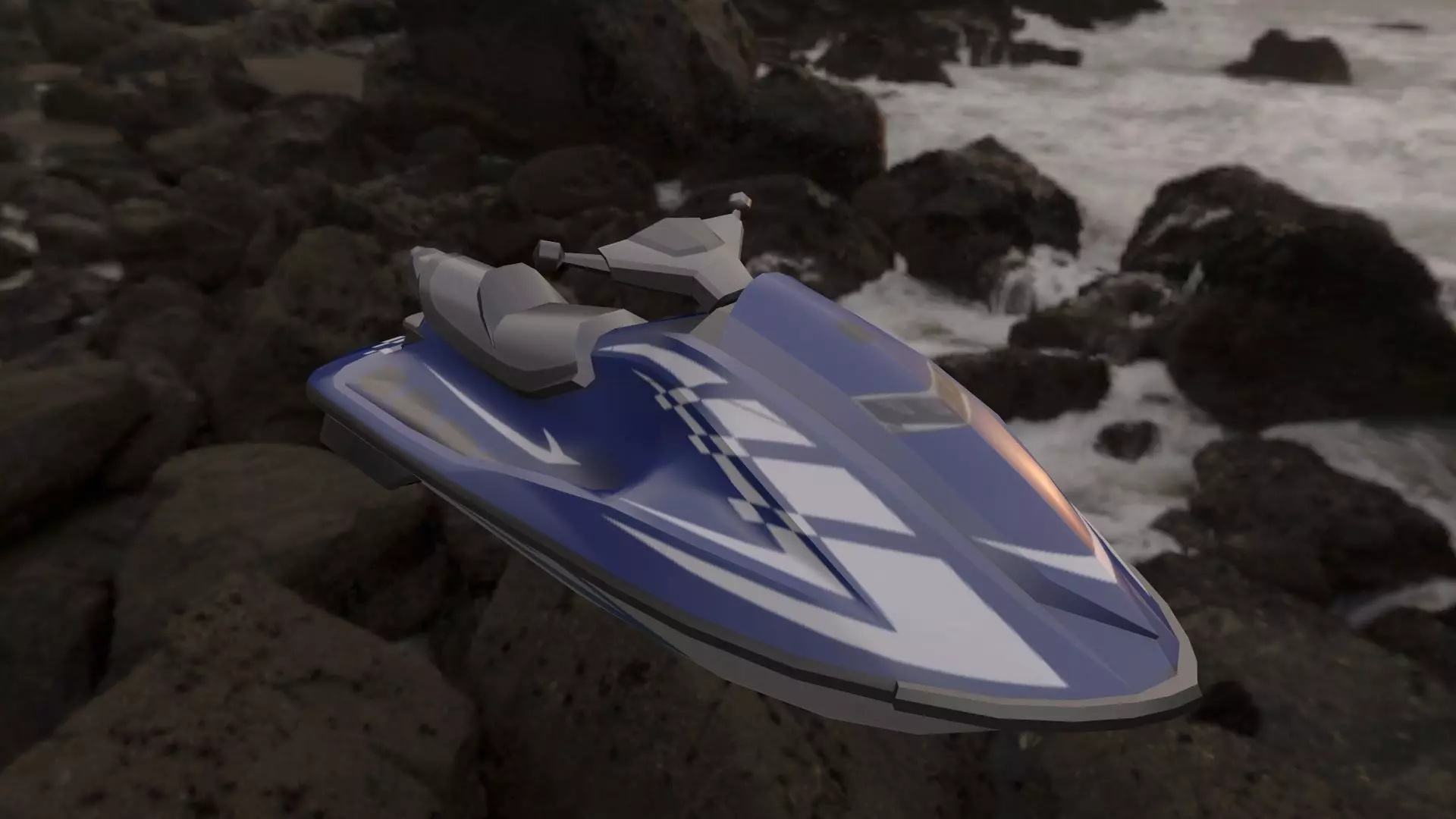 Jetski jet ski Low-poly 3D model_0