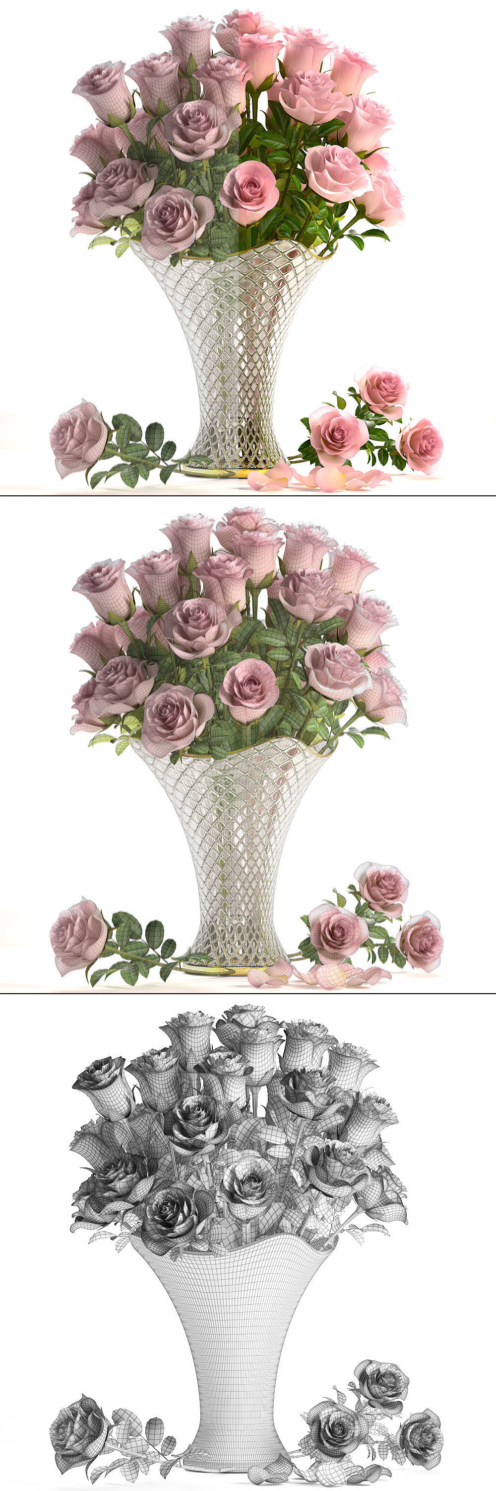 Bouquet of roses  3D model_2