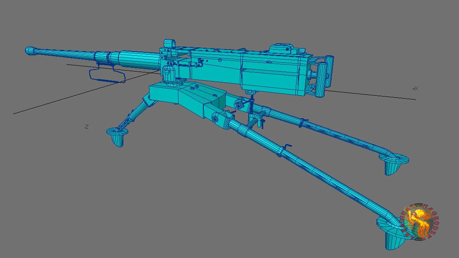 M2 Browning Low-poly 3D model_1