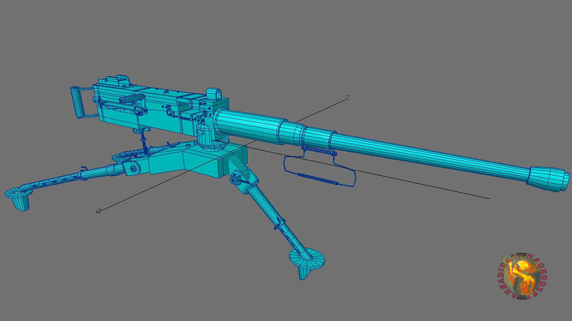 M2 Browning Low-poly 3D model_3