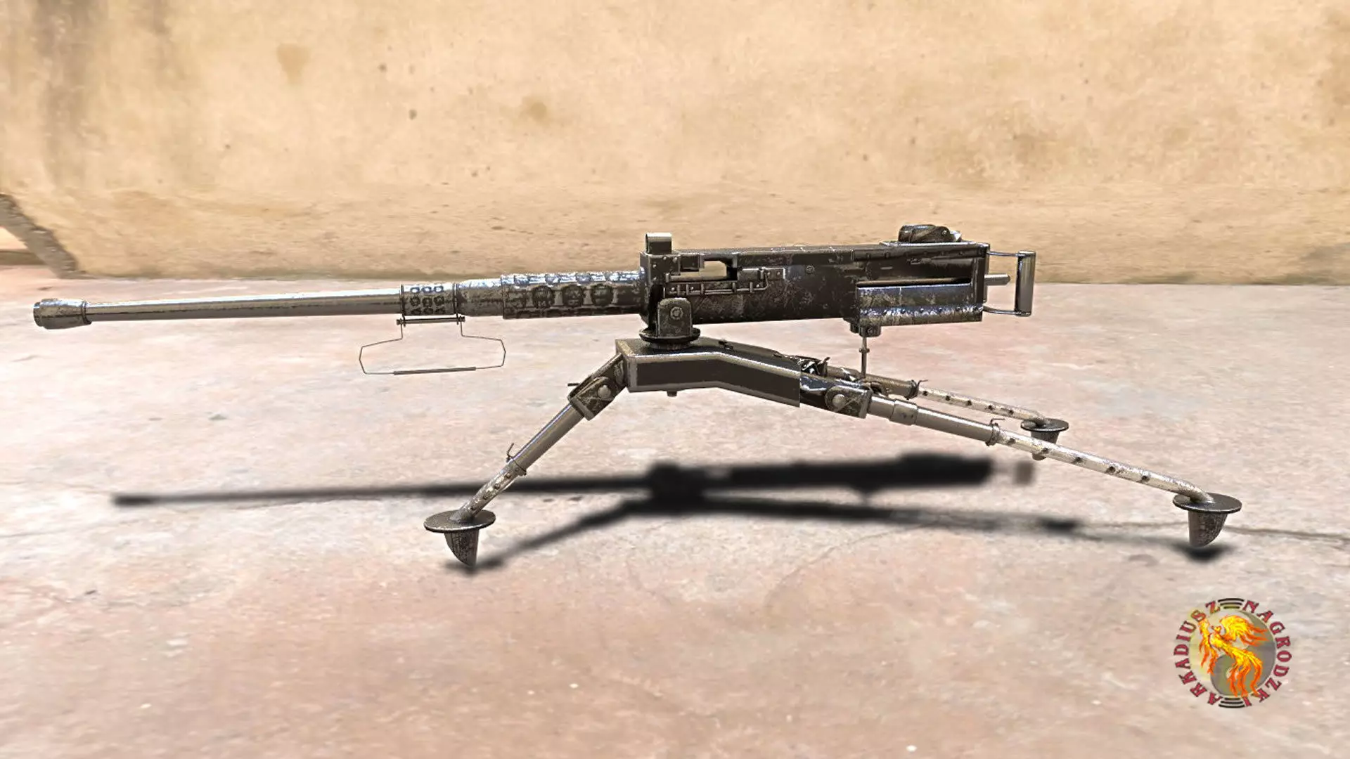 M2 Browning Low-poly 3D model_0