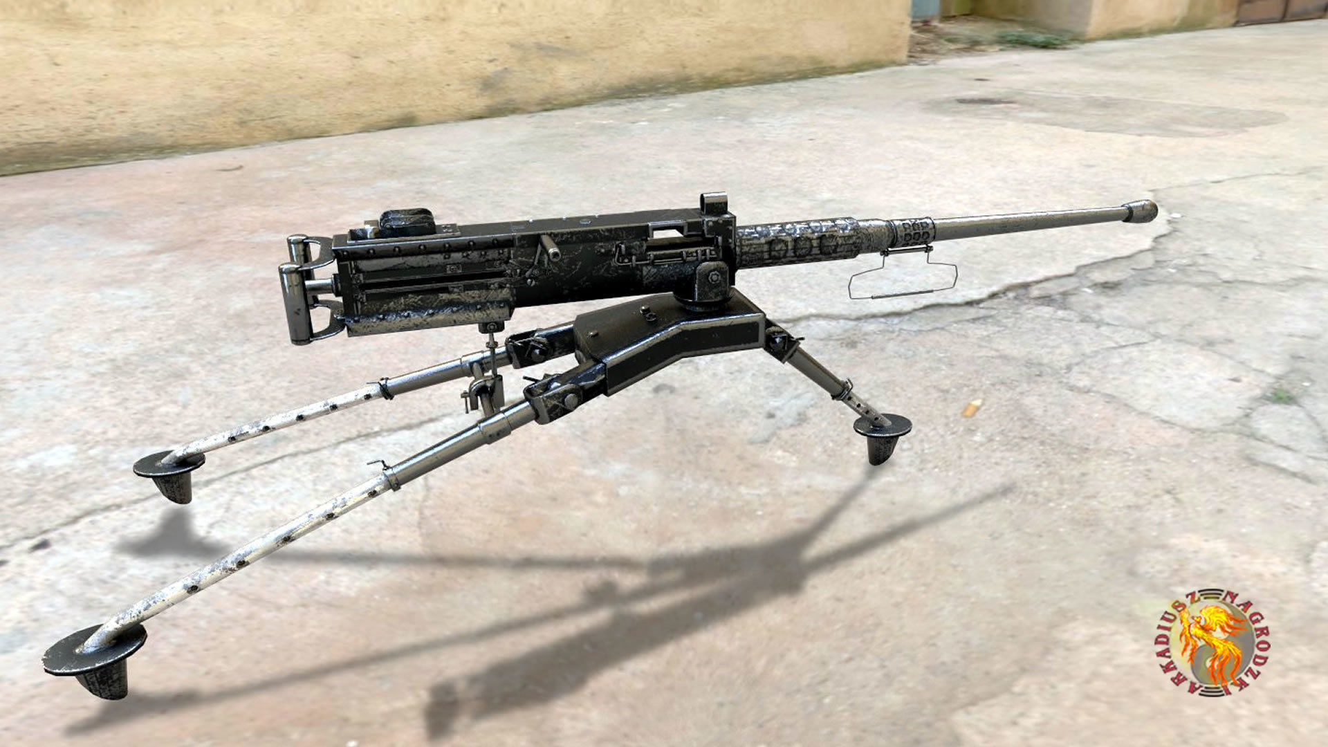 M2 Browning Low-poly 3D model_2