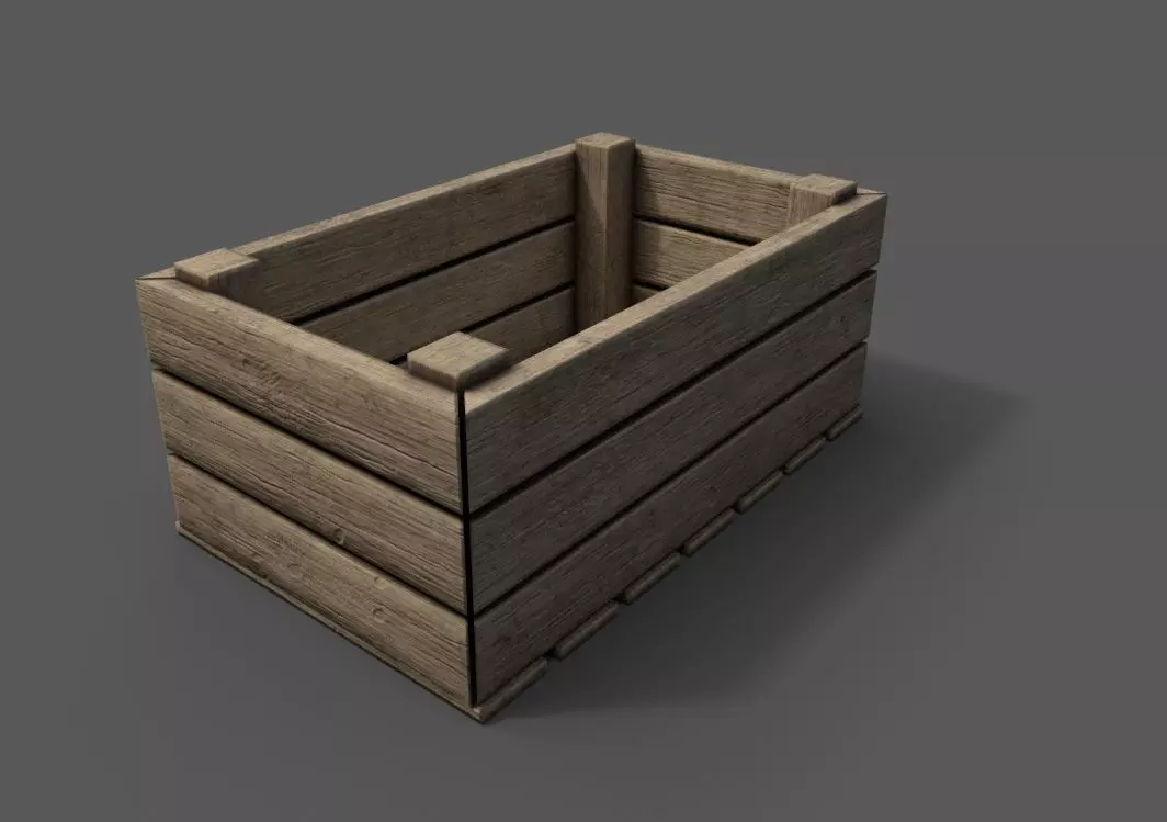 Wooden crate Low-poly 3D model