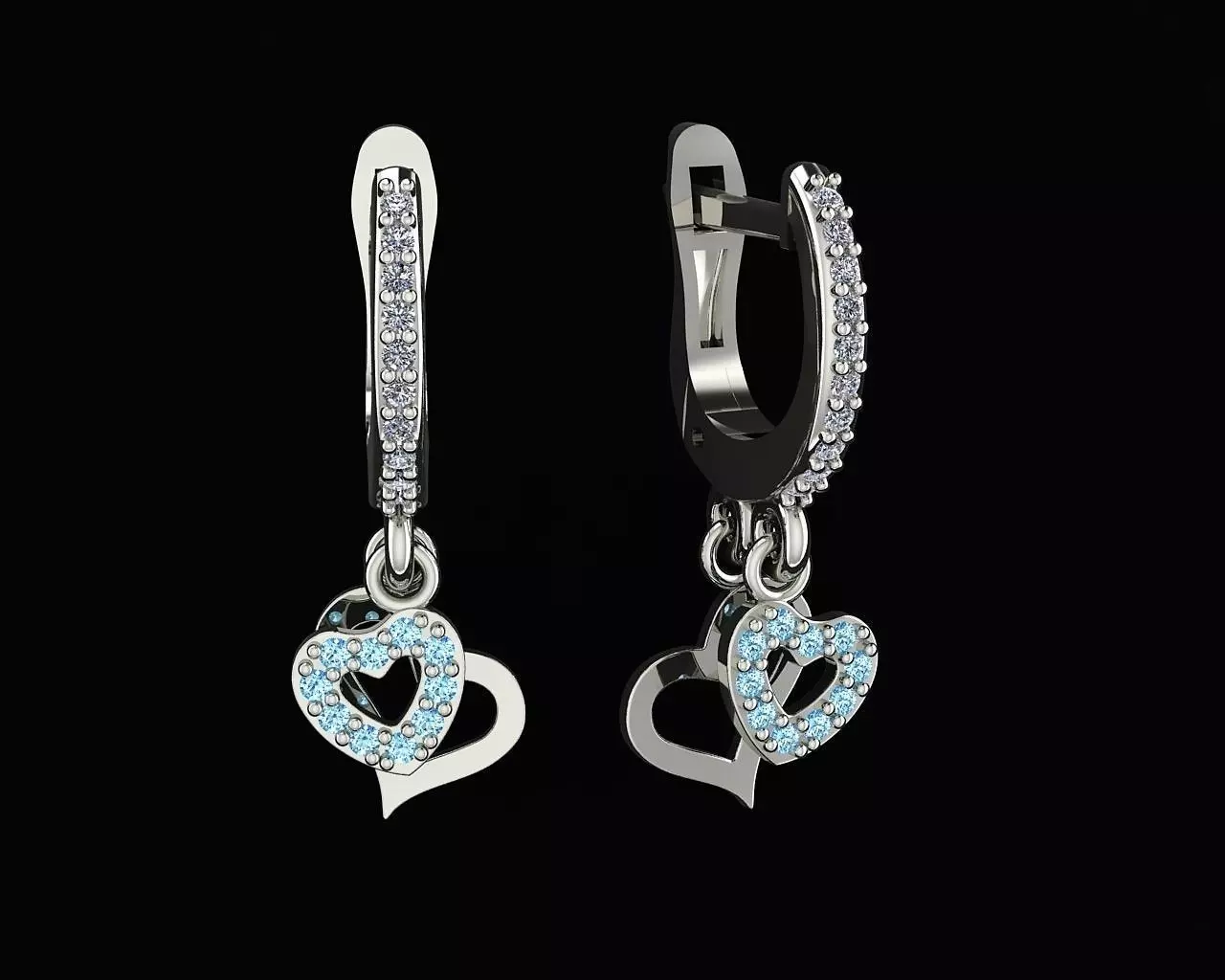 Earrings Heart 3D print model