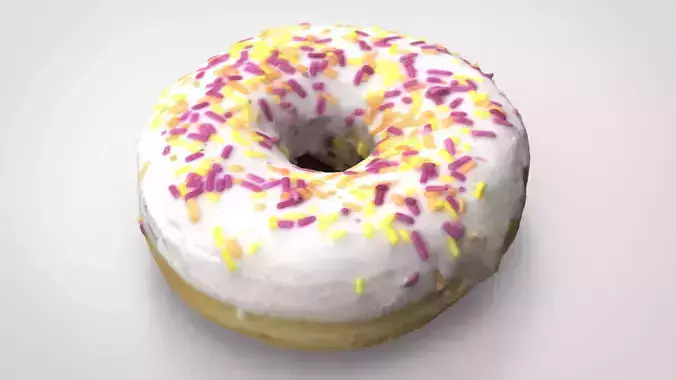 WHITE DONUTS Low-poly 3D model