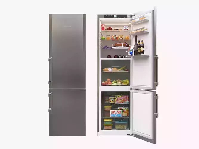 Liebherr Single Fridge CBS 1360 Opened with food 3D model