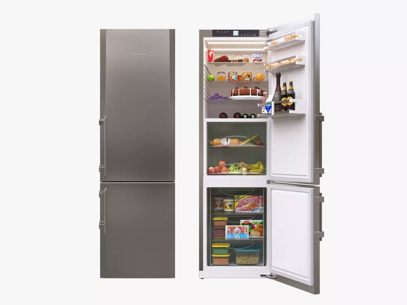Liebherr Single Fridge CBS 1360 Opened with food 3D model_0