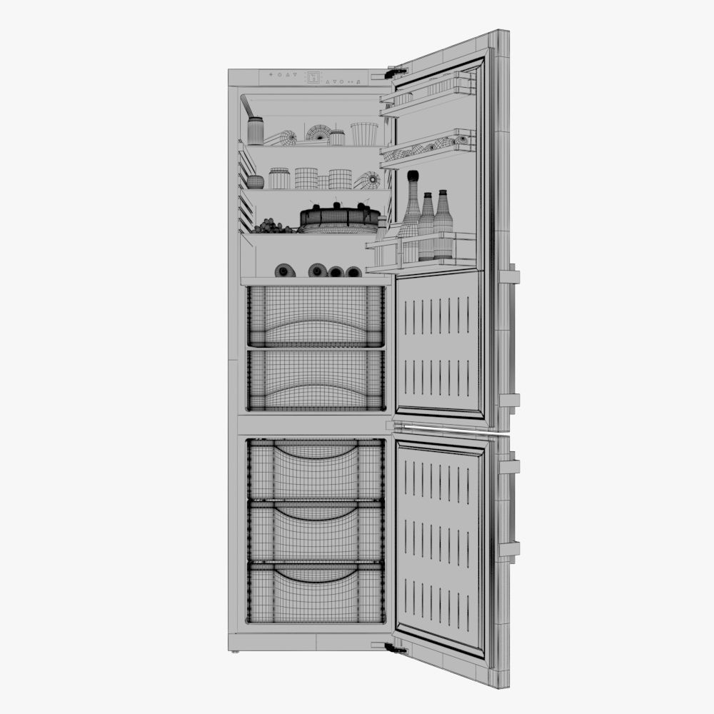 Liebherr Single Fridge CBS 1360 Opened with food 3D model_7