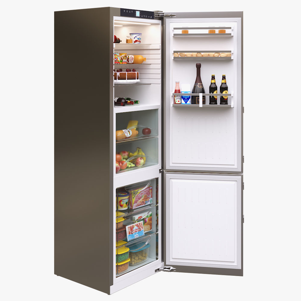 Liebherr Single Fridge CBS 1360 Opened with food 3D model_2