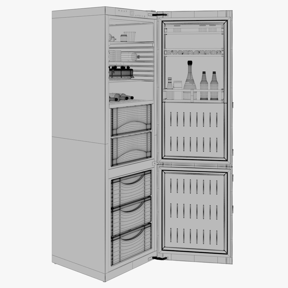 Liebherr Single Fridge CBS 1360 Opened with food 3D model_6