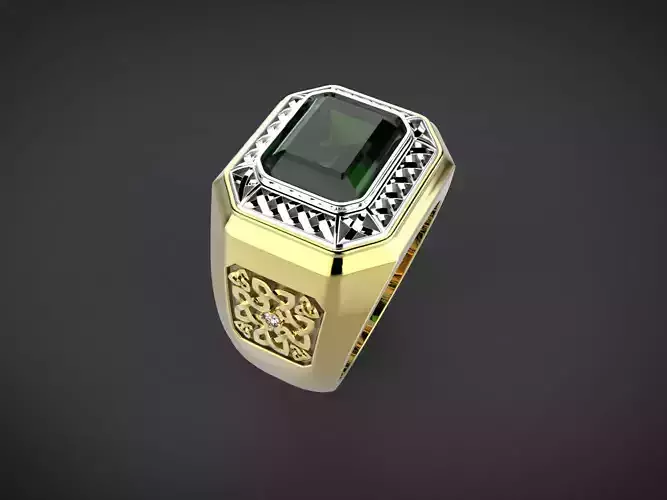 Men ring with green stone