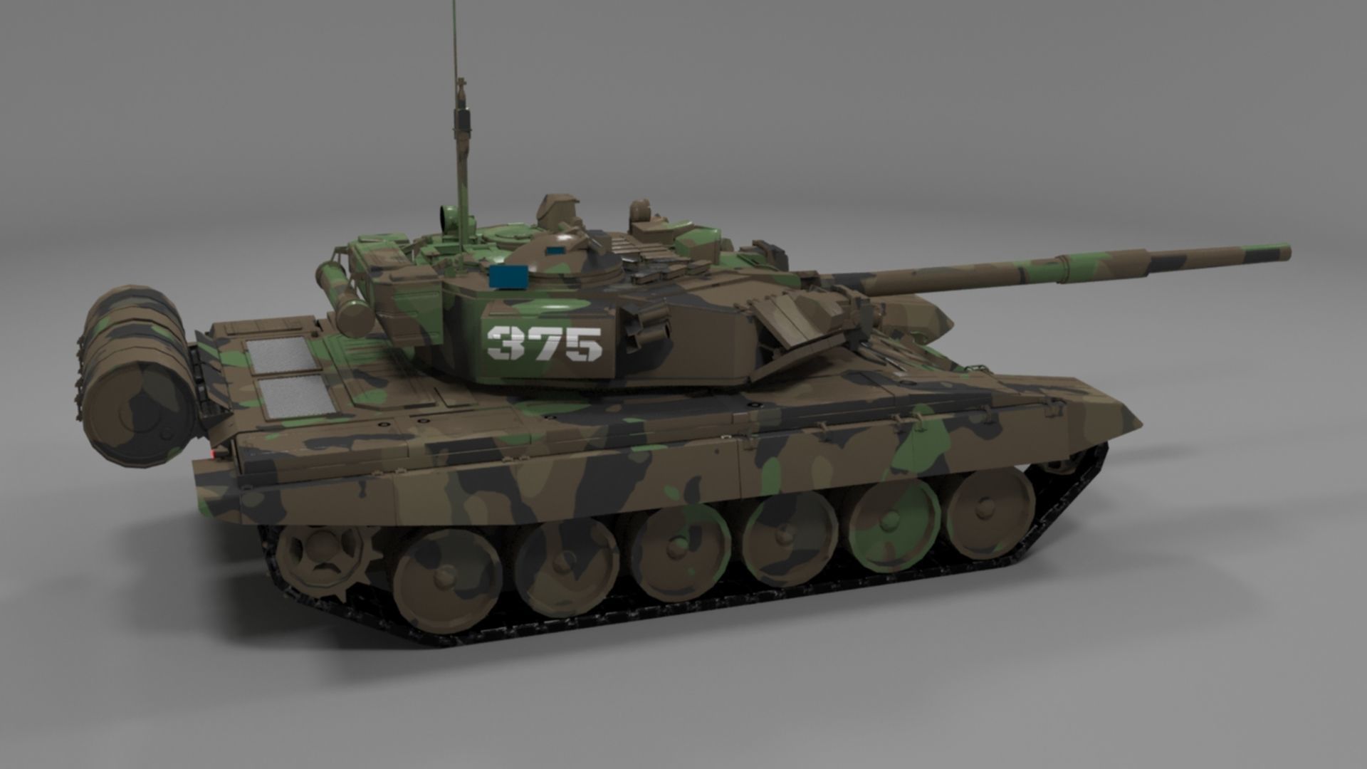 High-Quality Clean Camouflaged T90A Main Battle Tank 3D Model Low-poly 3D model_14