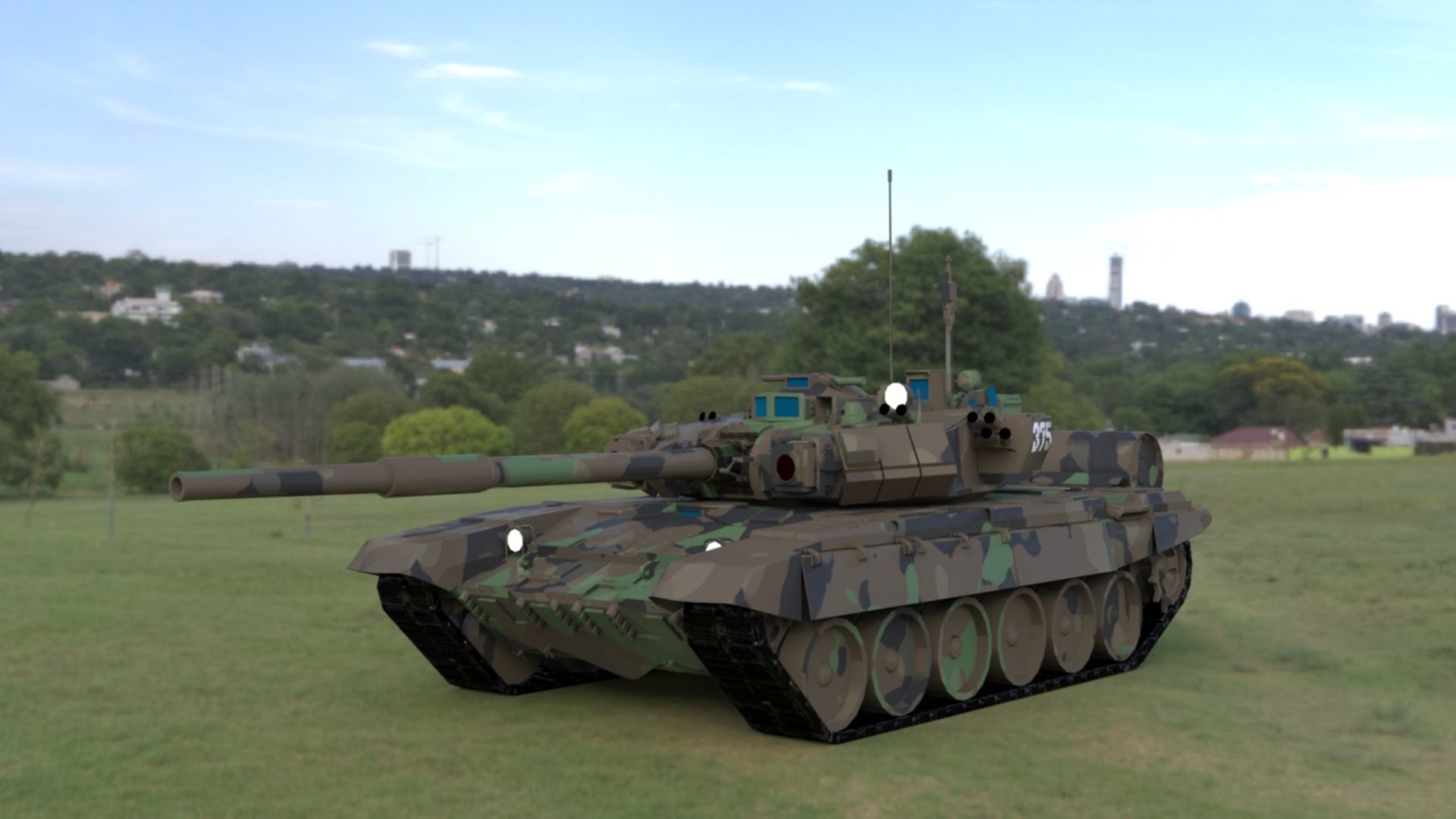 High-Quality Clean Camouflaged T90A Main Battle Tank 3D Model Low-poly 3D model_6