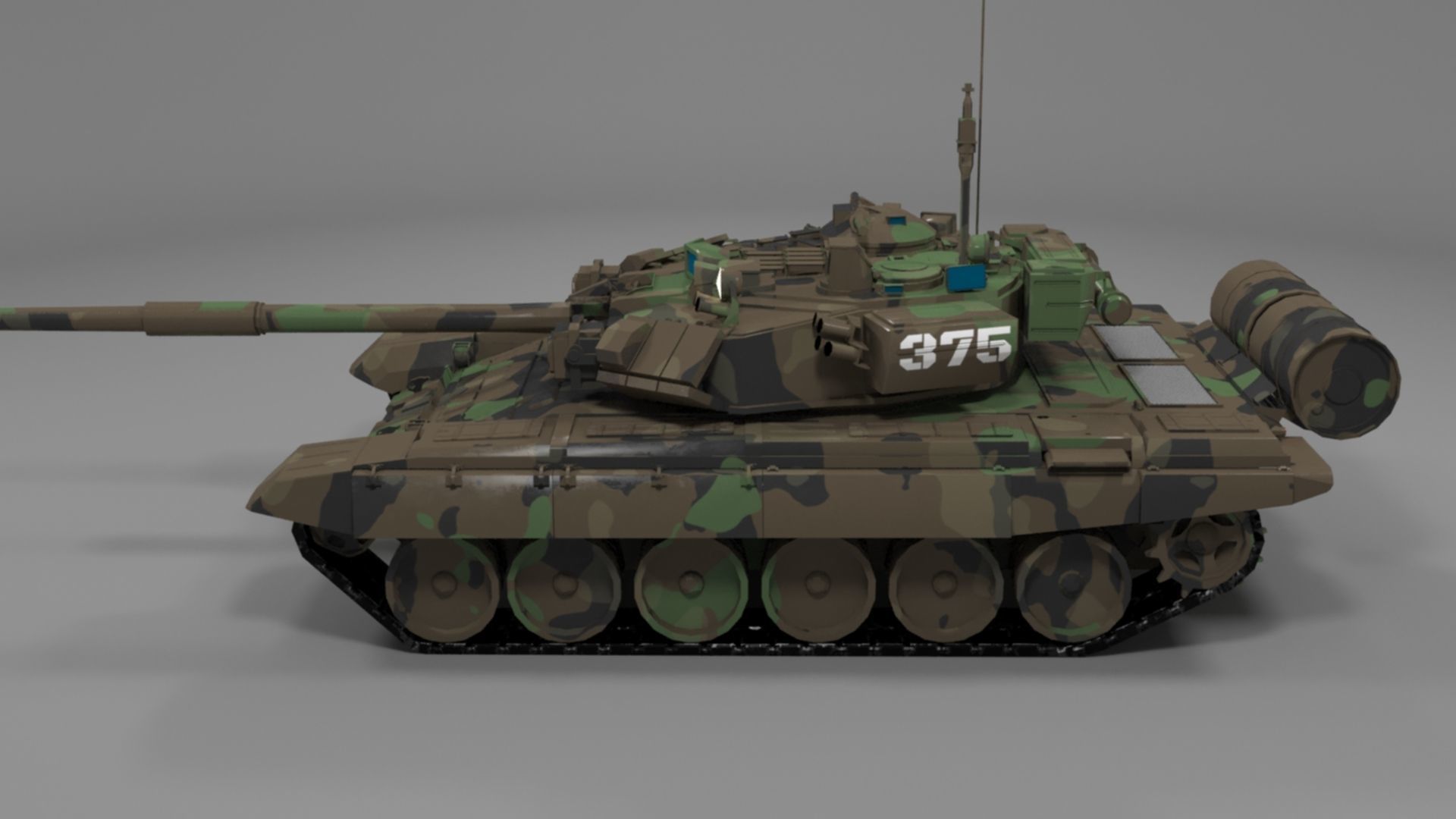 High-Quality Clean Camouflaged T90A Main Battle Tank 3D Model Low-poly 3D model_7