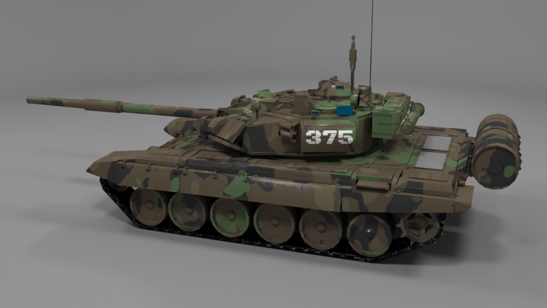 High-Quality Clean Camouflaged T90A Main Battle Tank 3D Model Low-poly 3D model_8