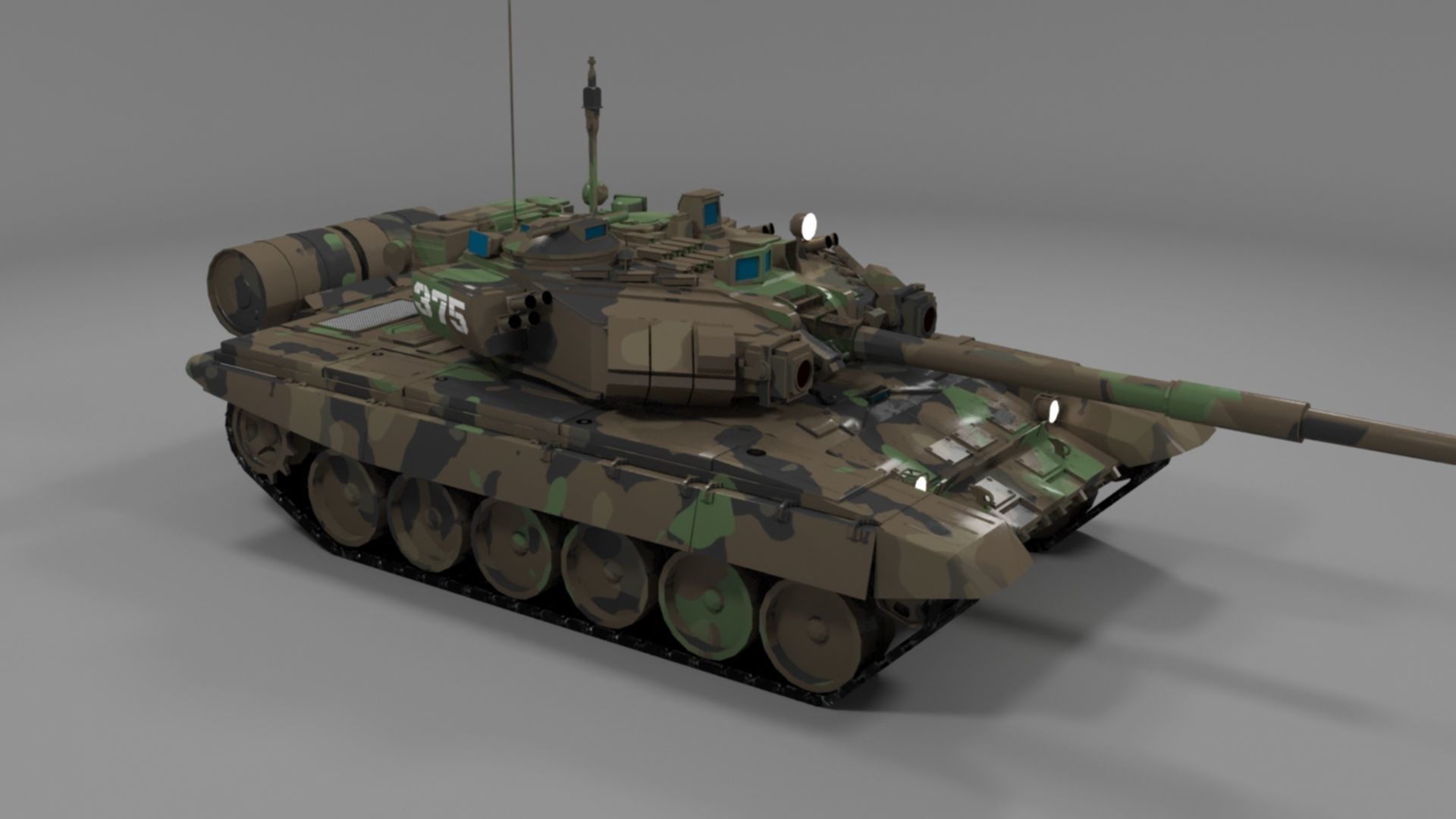 High-Quality Clean Camouflaged T90A Main Battle Tank 3D Model Low-poly 3D model_16