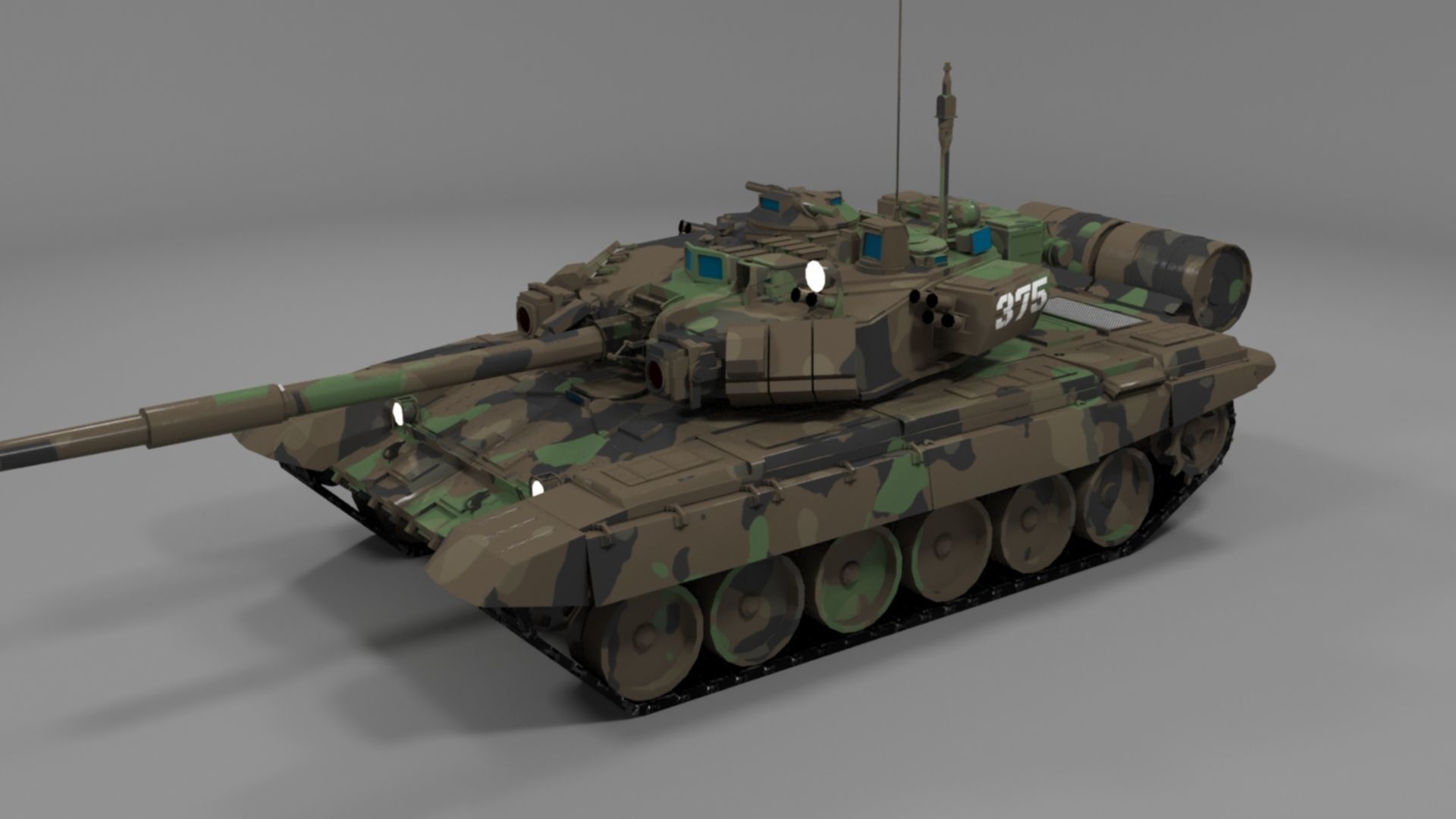 High-Quality Clean Camouflaged T90A Main Battle Tank 3D Model Low-poly 3D model_19