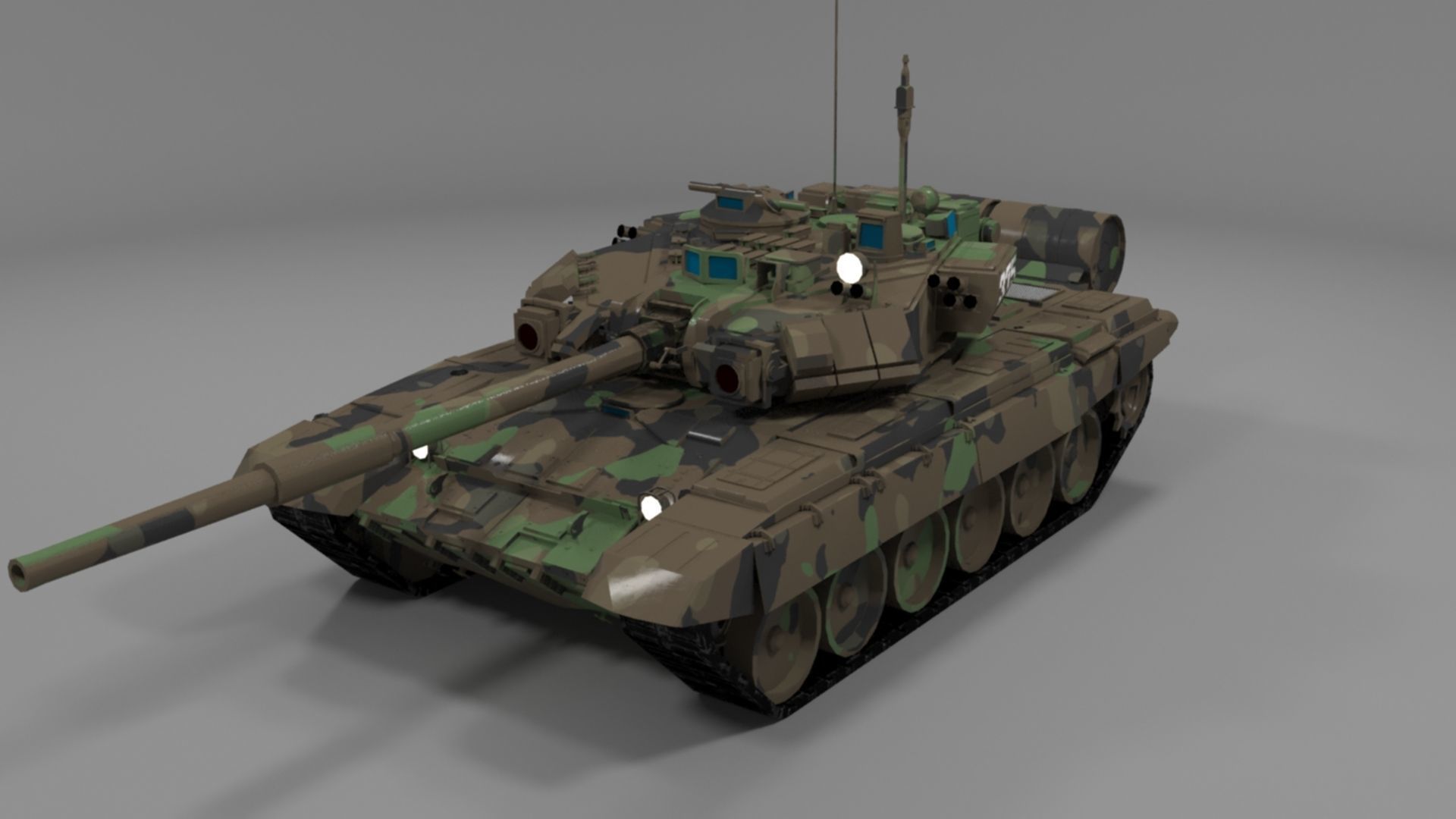 High-Quality Clean Camouflaged T90A Main Battle Tank 3D Model Low-poly 3D model_18