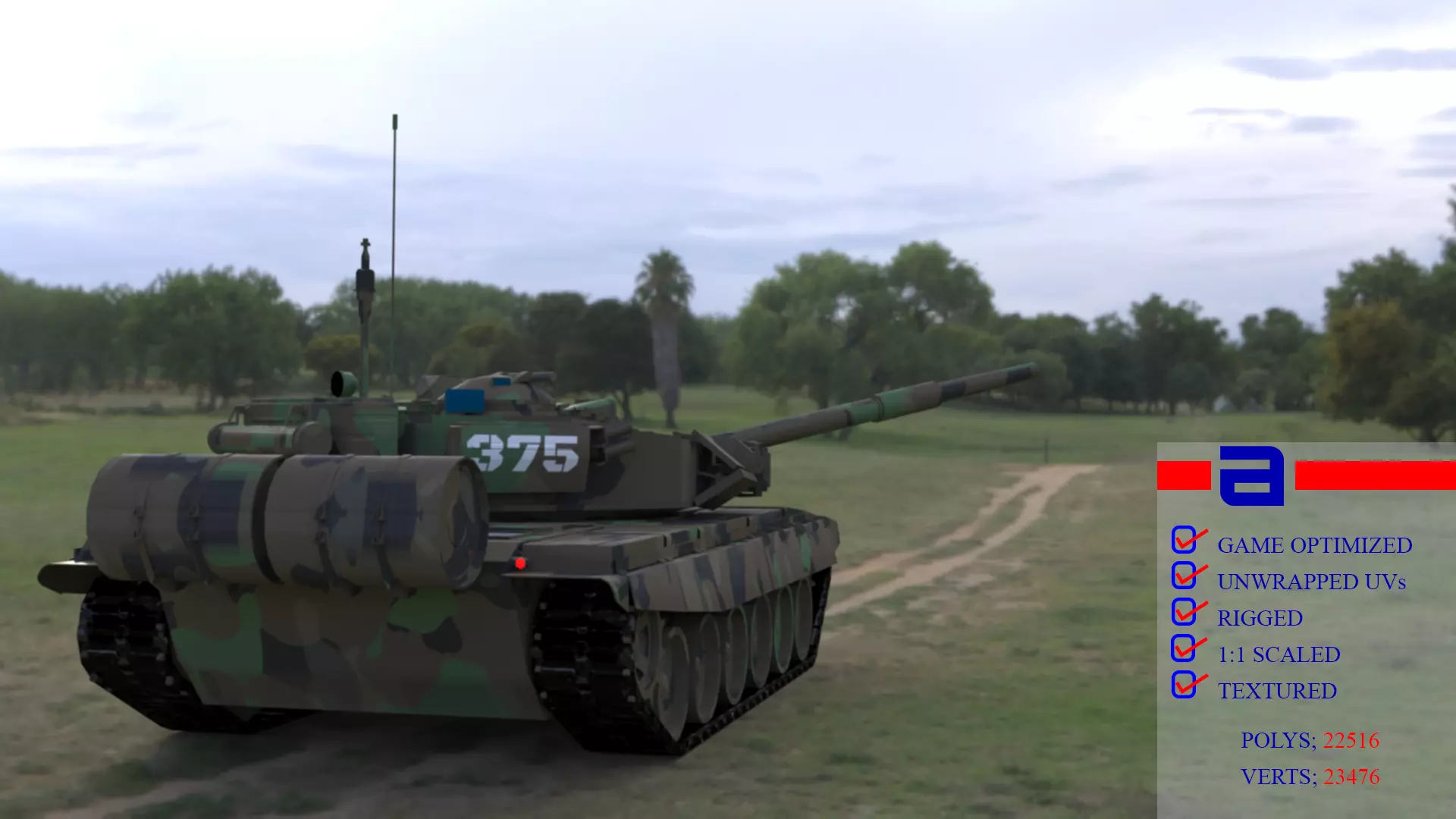 High-Quality Clean Camouflaged T90A Main Battle Tank 3D Model Low-poly 3D model_0