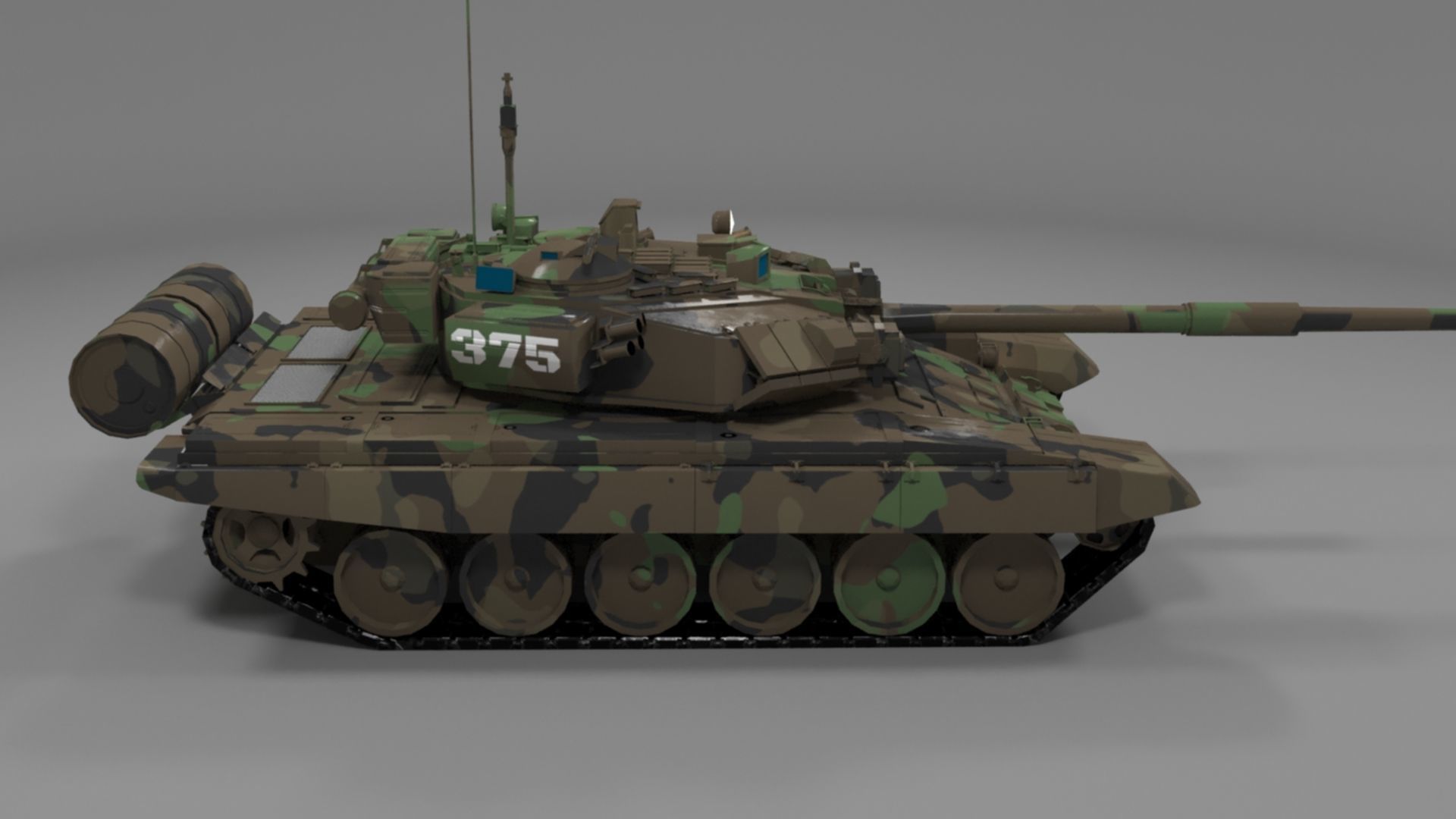 High-Quality Clean Camouflaged T90A Main Battle Tank 3D Model Low-poly 3D model_15