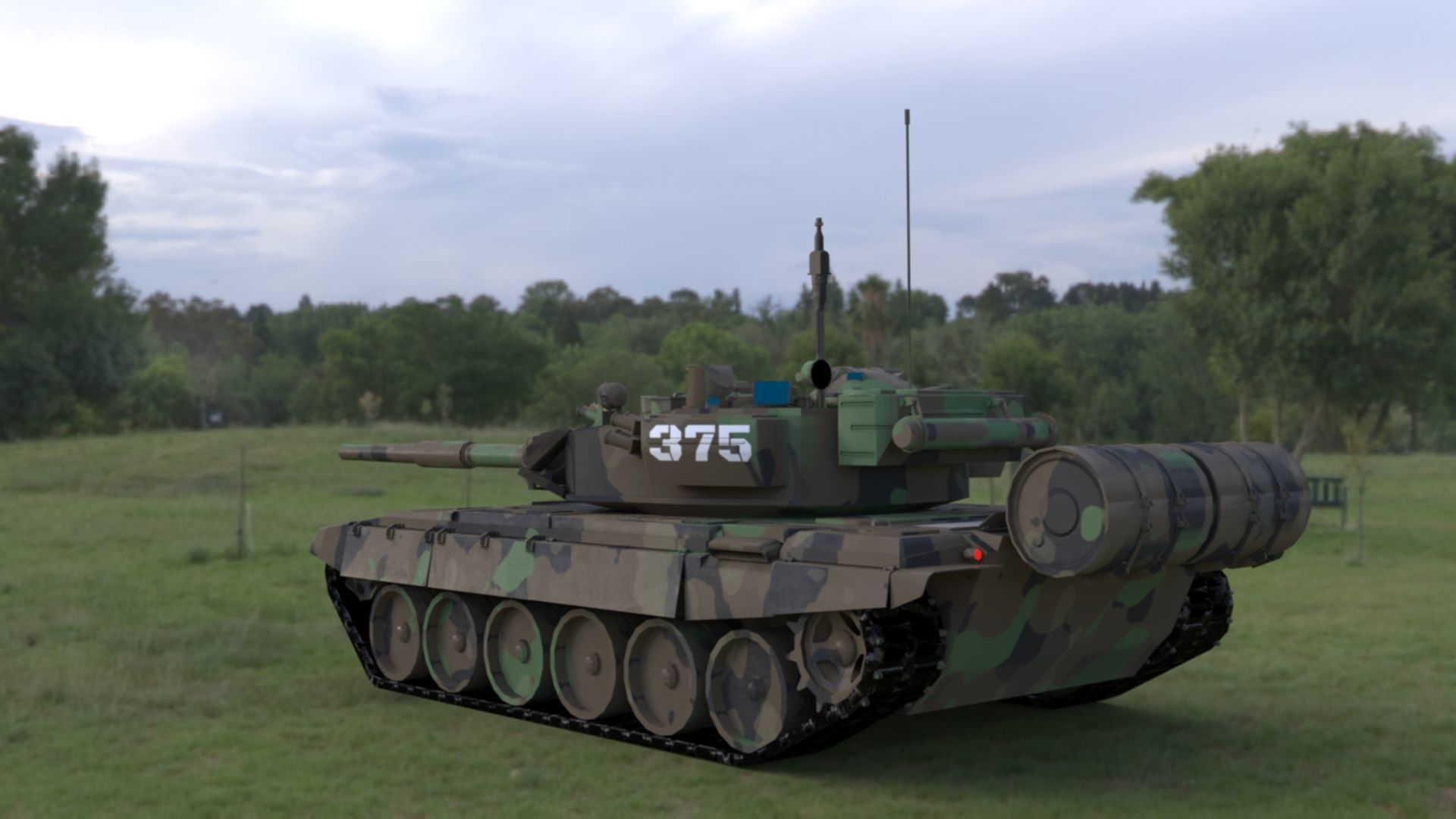 High-Quality Clean Camouflaged T90A Main Battle Tank 3D Model Low-poly 3D model_4