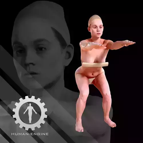Female Scan - Helga 007 Squatting Pose High Poly