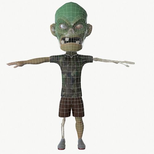 Zombie Game Ready Low-poly 3D model