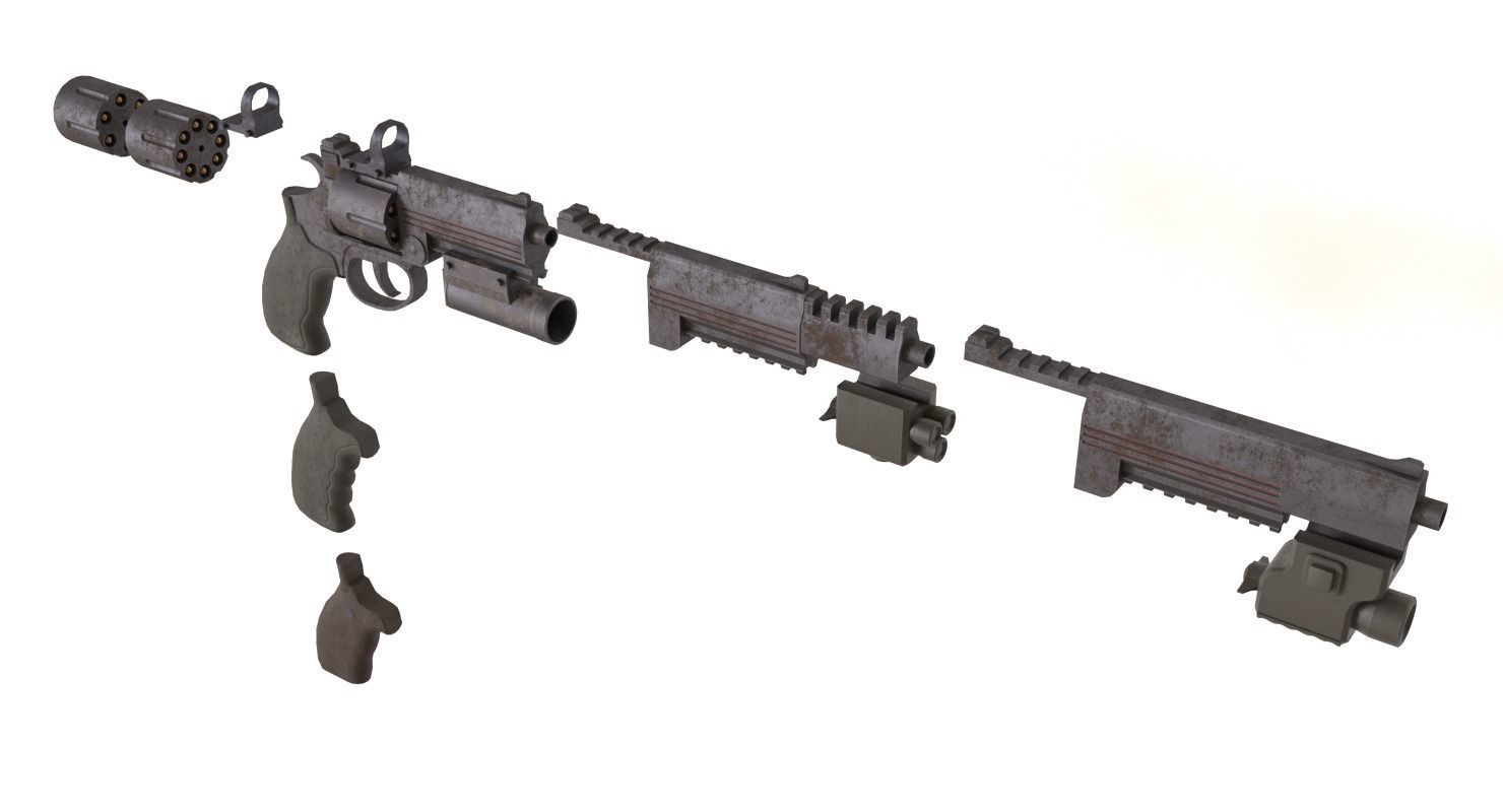 Handgun MP-412 Low-poly 3D model_5