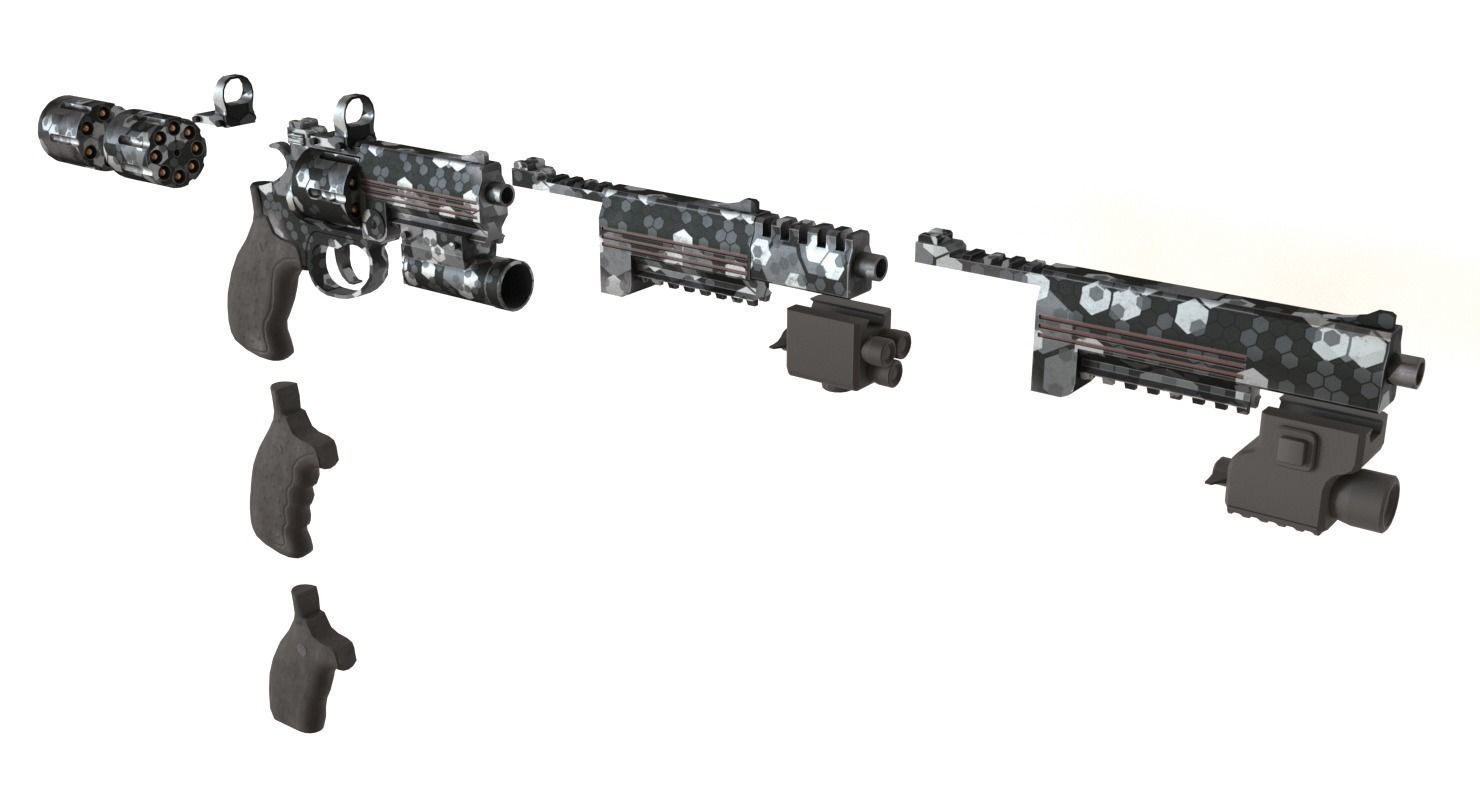 Handgun MP-412 Low-poly 3D model_3