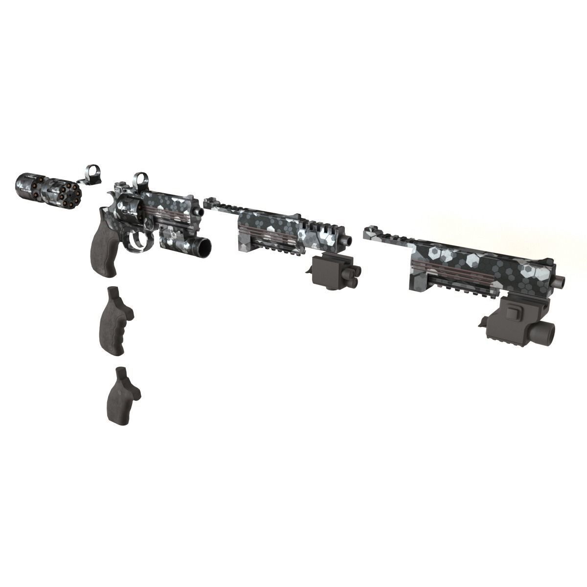 Handgun MP-412 Low-poly 3D model_2