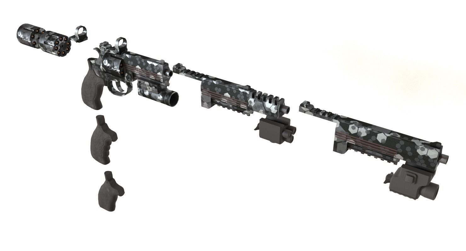 Handgun MP-412 Low-poly 3D model_6