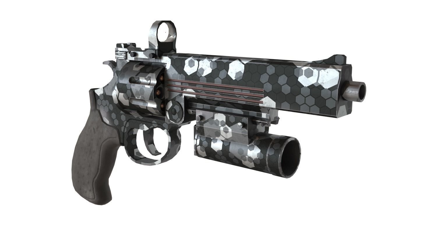 Handgun MP-412 Low-poly 3D model_1