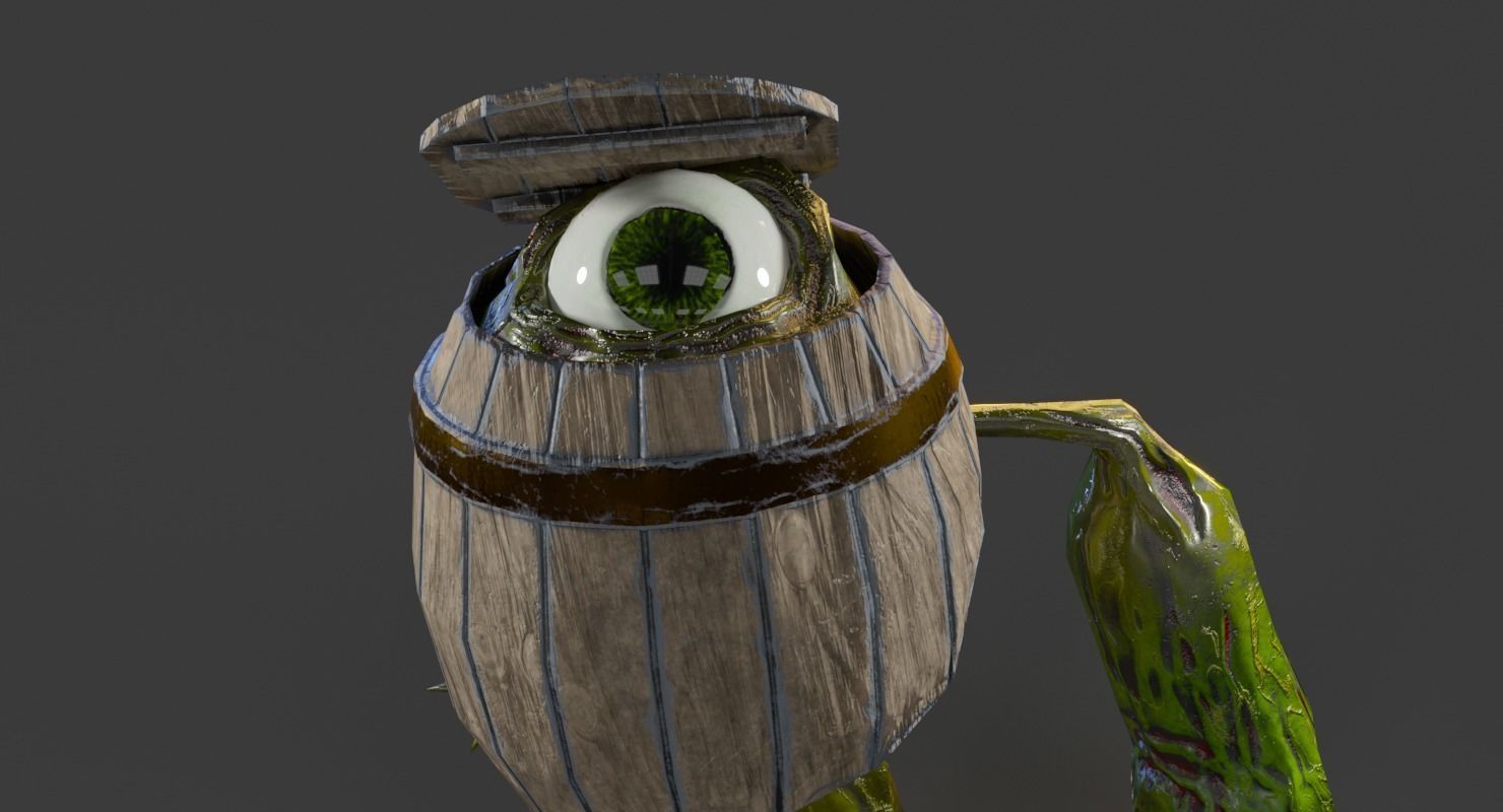 Bigeye Keg monster Low-poly 3D model_3