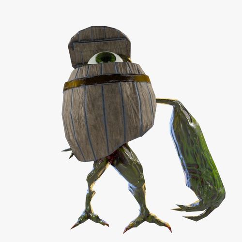 Bigeye Keg monster Low-poly 3D model