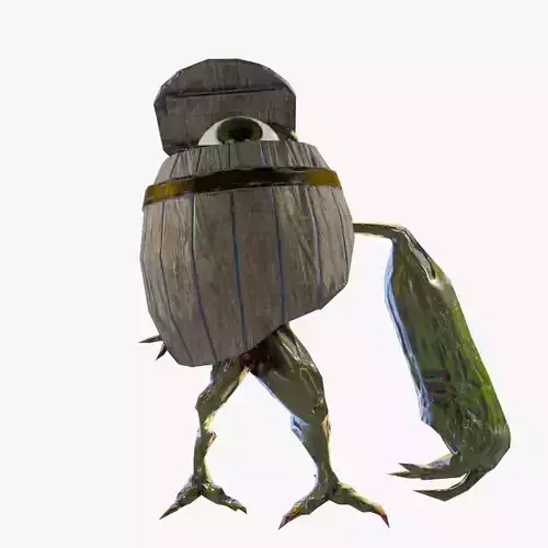 Bigeye Keg monster Low-poly 3D model