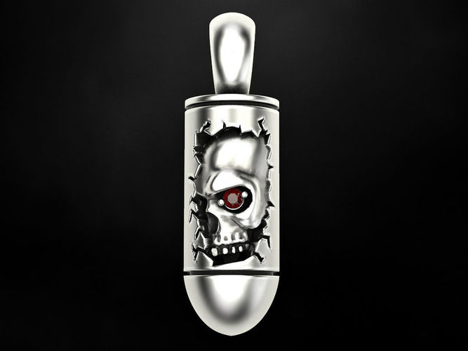 Bullet with human skull 3D print model