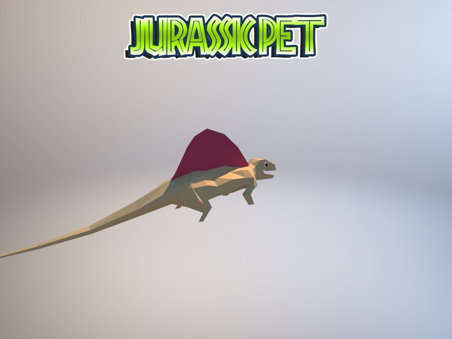 Dimetrodon jurassic pet Low-poly 3D model_17